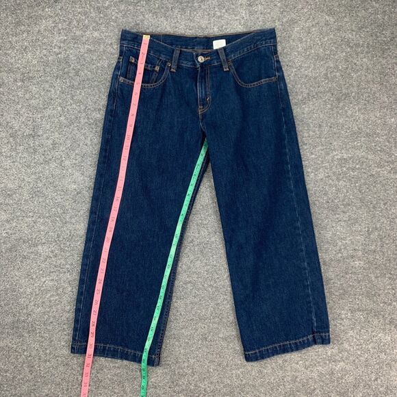 Vintage Levis 307 Crop Jeans Womens Junior 5 Blue Wide Leg Mid Rise Denim Y2K - Picture 7 of 12
